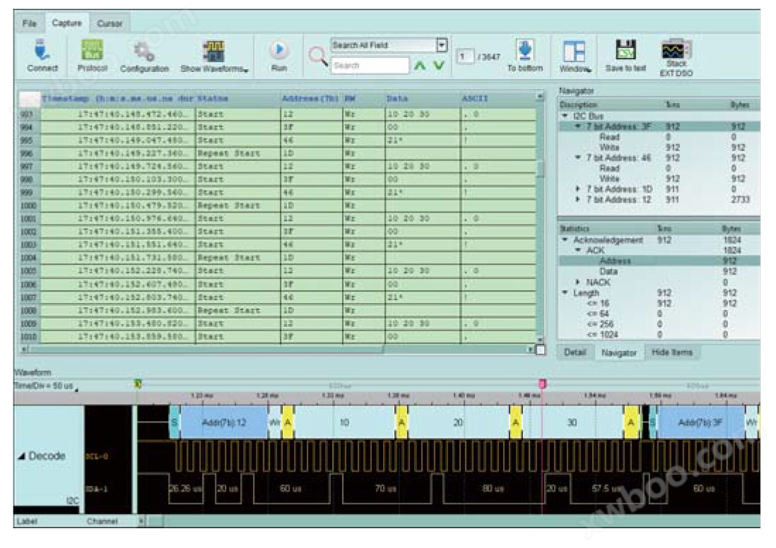 逻辑分析仪+协议分析仪TB33016F/TB3016E/TB3016B软件画面宇捷弘业